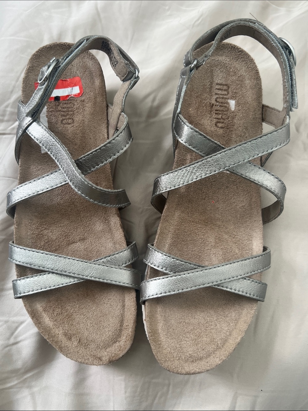 Munro Tarifa Shoes Womens 8SS Silver Strappy Wedge Sandal